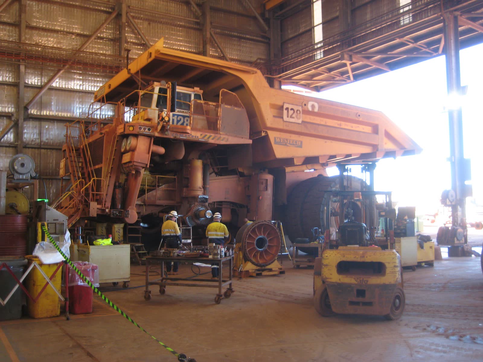 Mining haul truck under repair at Brockman 4 mine