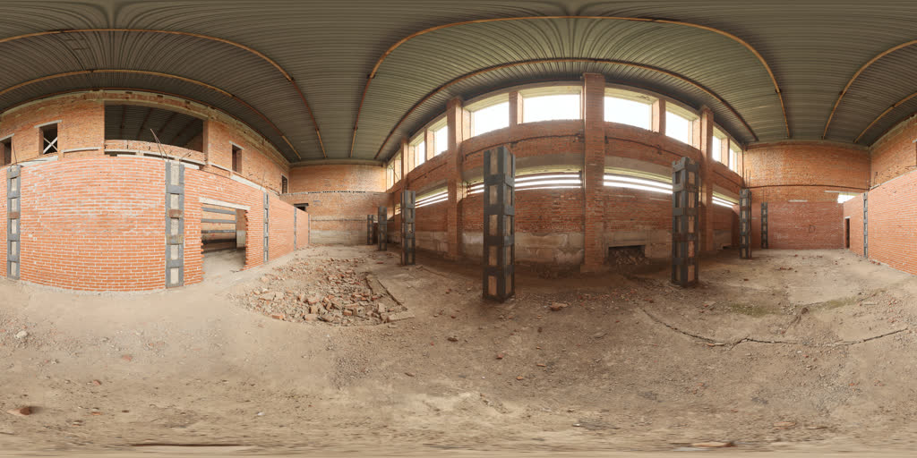 360° capture of Reception & Lobby on 14 May 2026 — Shell only: brickwork up, roof deck on, no floor build-up.