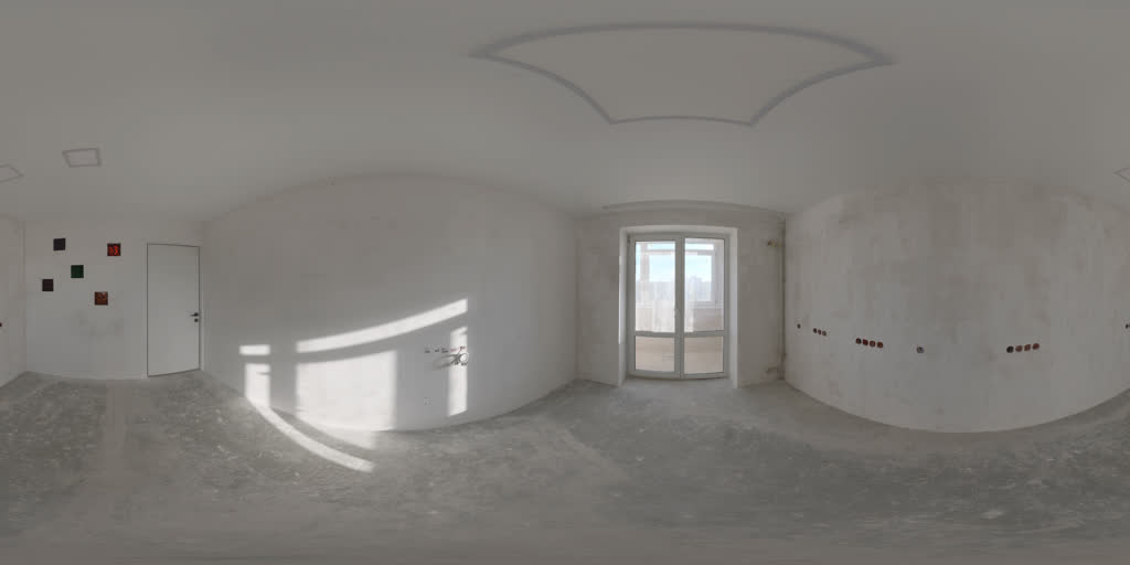 360° capture of Reception & Lobby on 18 June 2026 — Glazed, plastered and screeded. First-fix electrical in, no finishes.